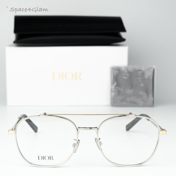 Dior Women Eyeglasses Matte Silver Gold Round CD DIAMONDO R2U F200 BRAND NEW - Picture 3 of 8